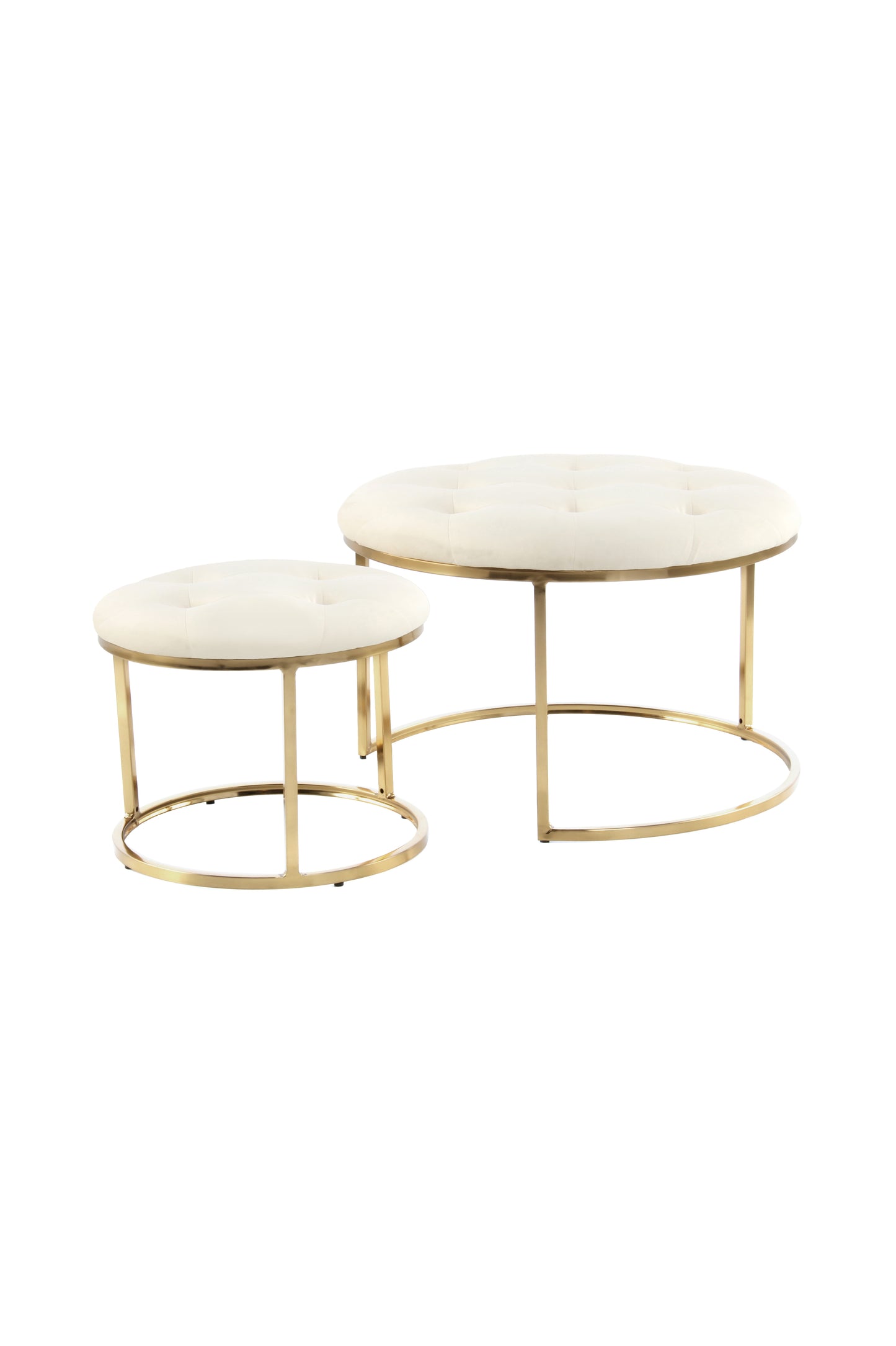 Hocker Becky 525 2er-Set Elfenbein / Gold