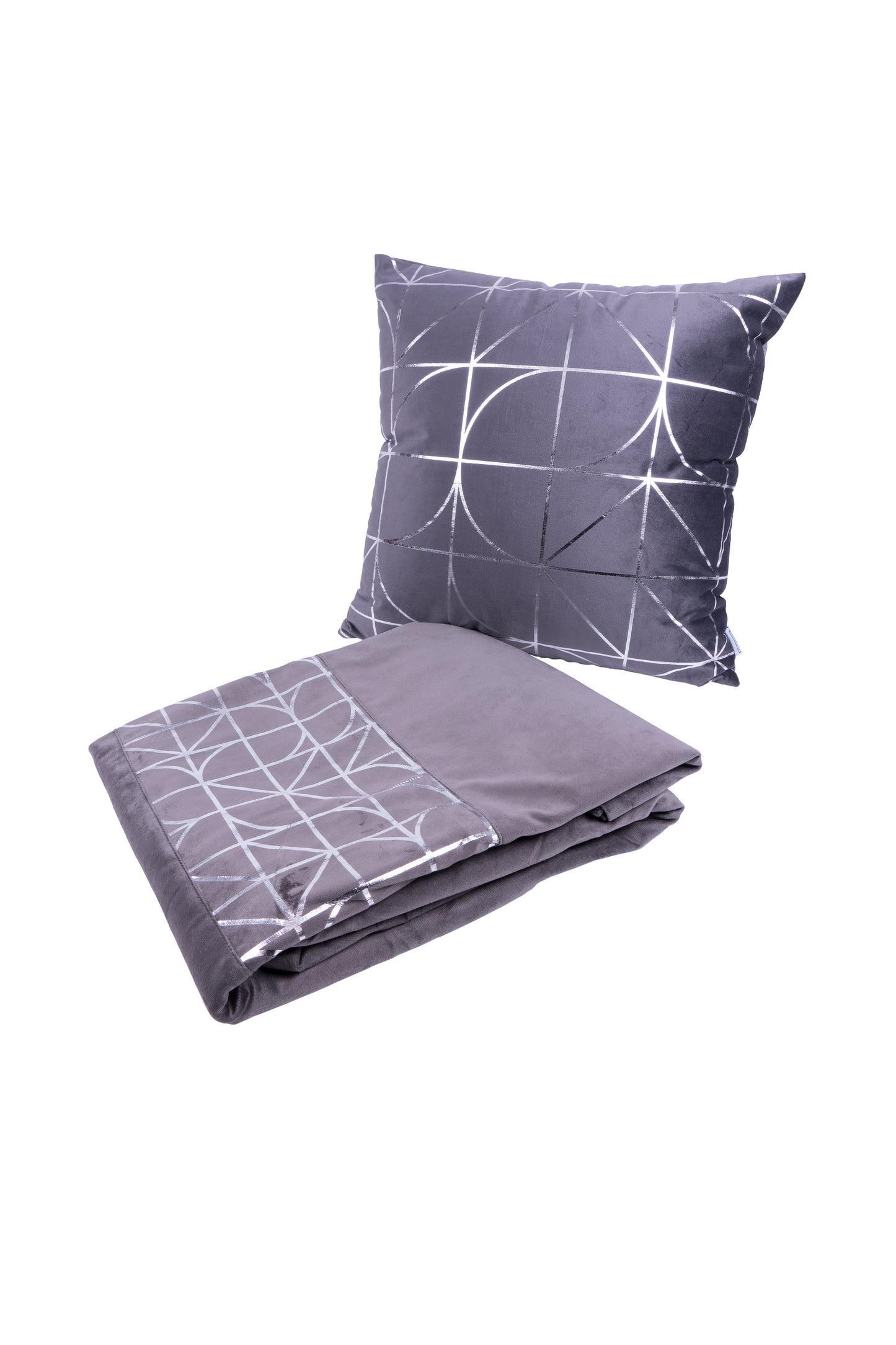 Dekokissen & Decke Prisma 325 2er-Set Graphit / Silber