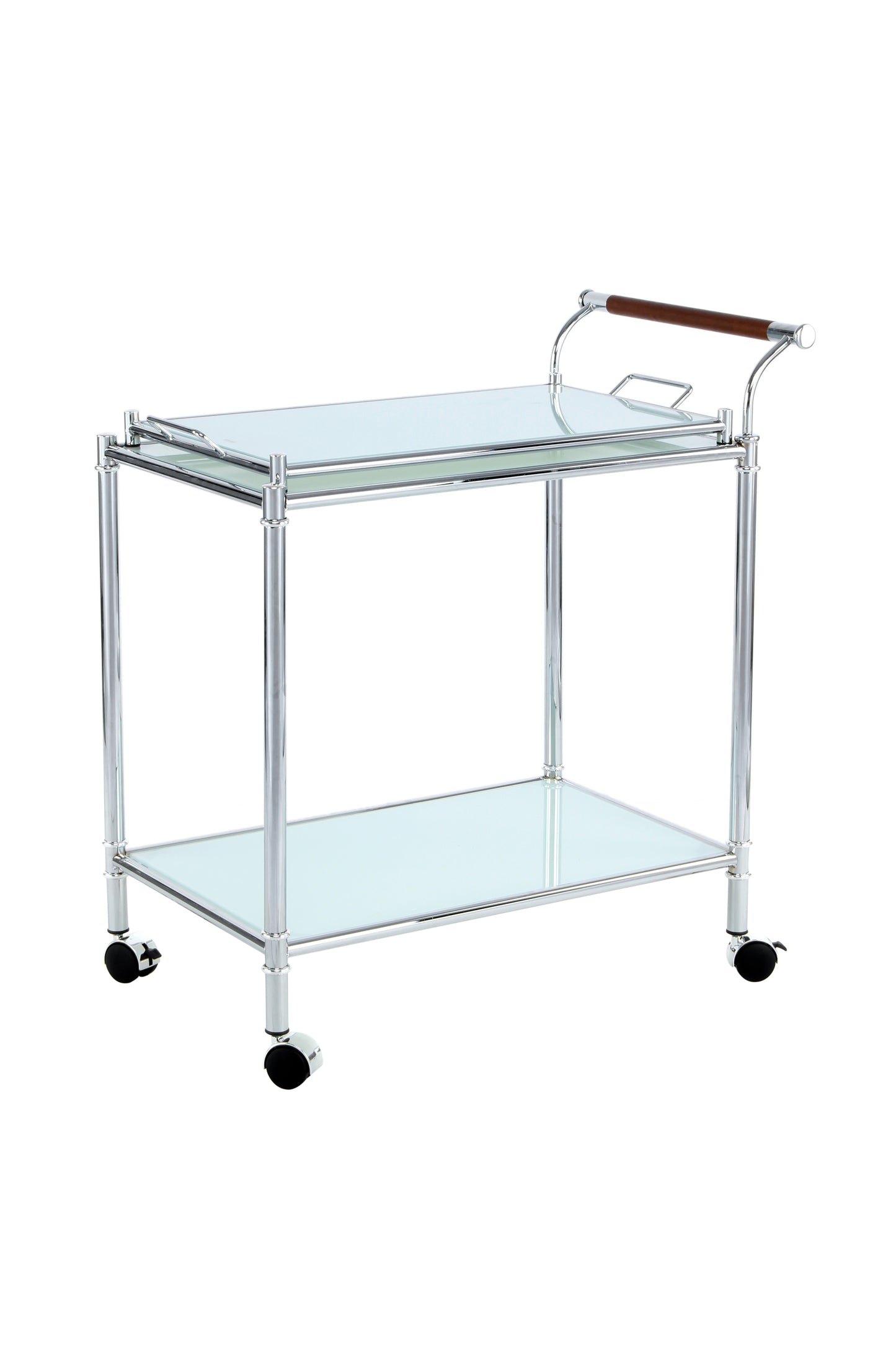 Beistelltisch / Servierwagen James 225 Weiß / Chrom