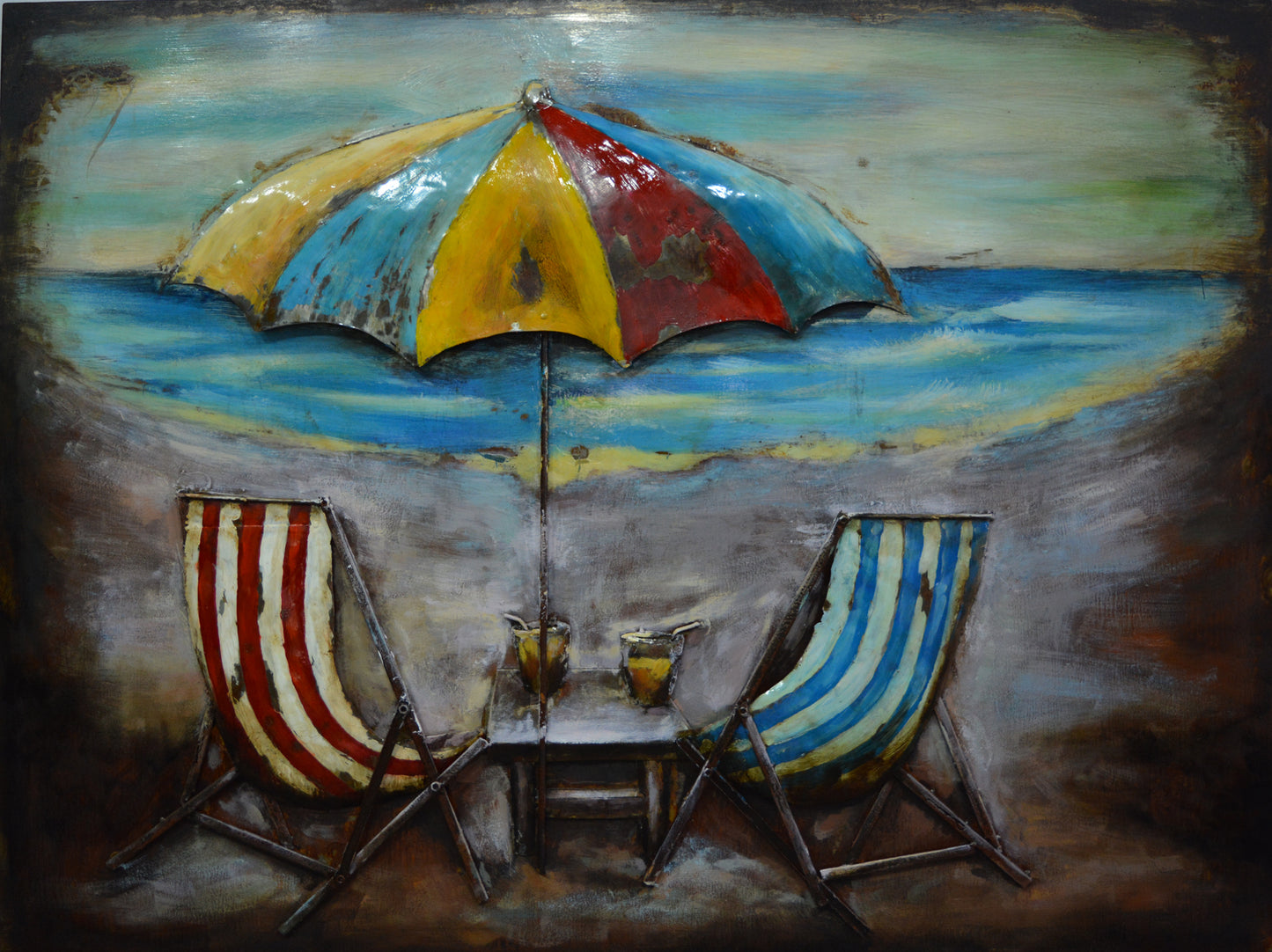 Metall Wandbild Strand 120cm x 90cm