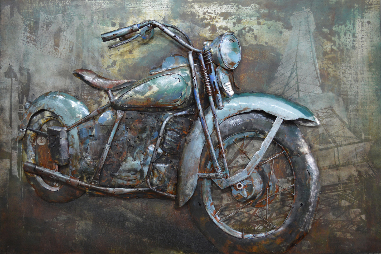 Metall Wandbild Motorrad 120cm x 80cm