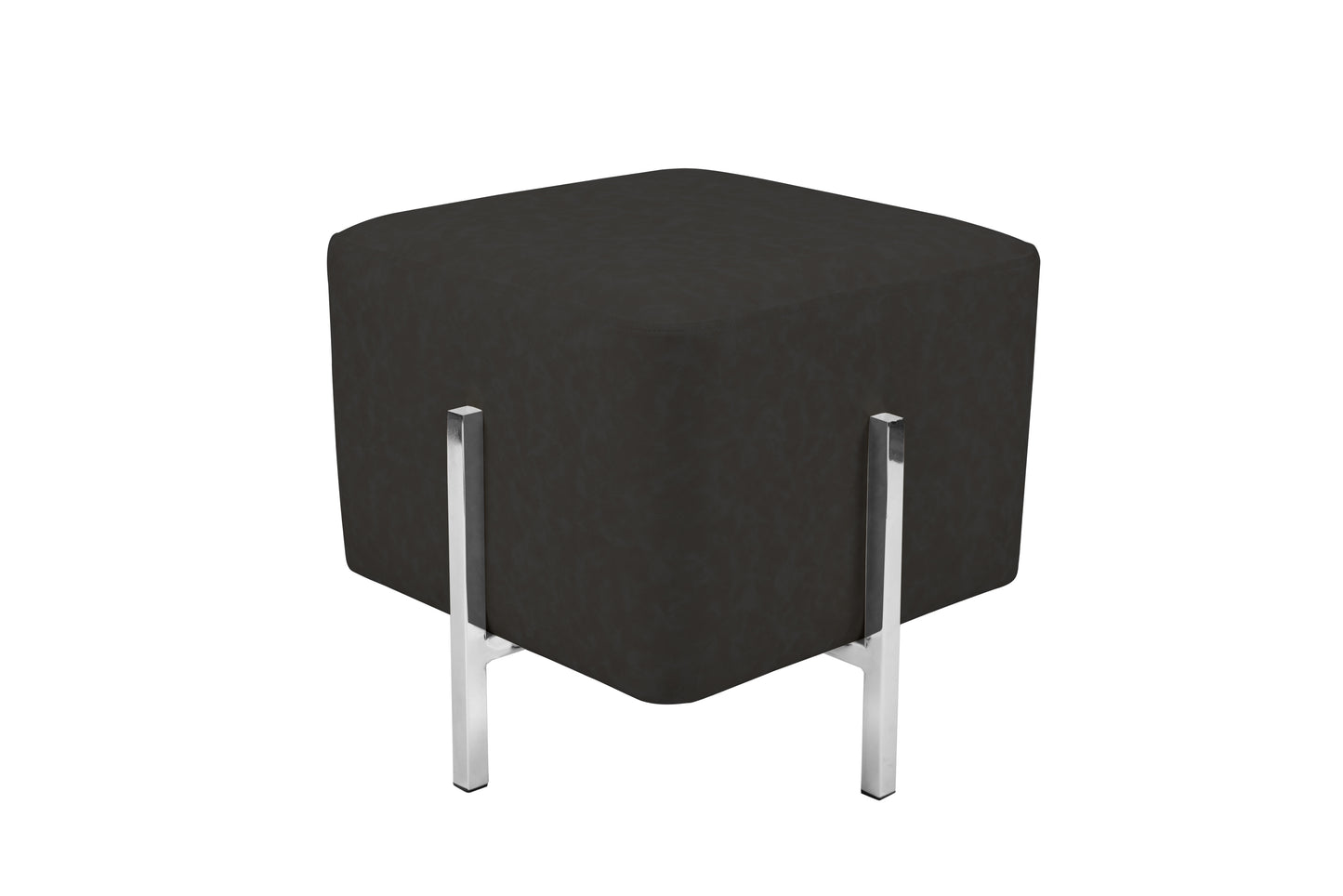 Pouf / Hocker Lizia 110 Schwarzgrau / Silber