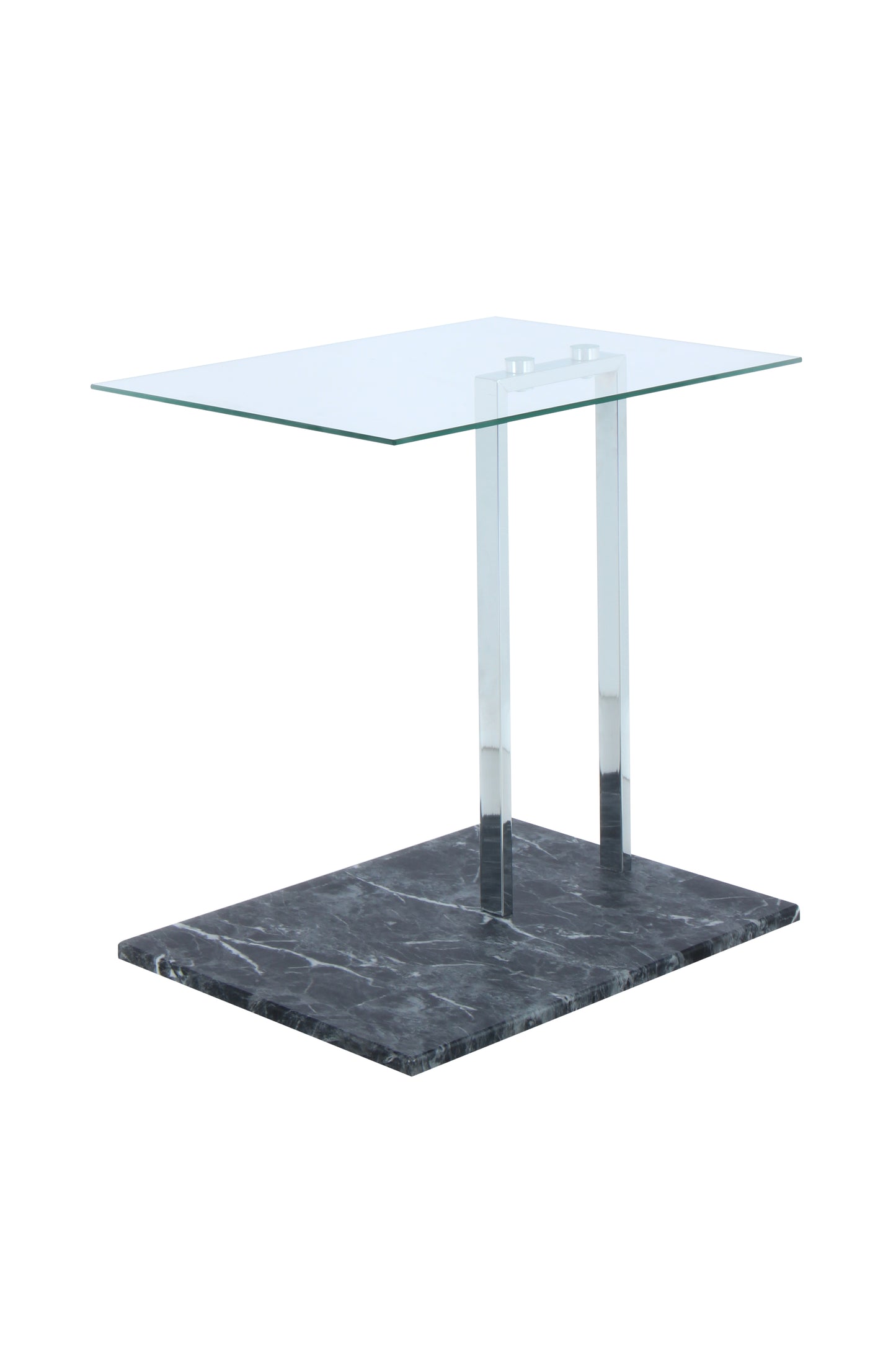 Beistelltisch Julius 225 Transparent / Chrom / Schwarz Marmor