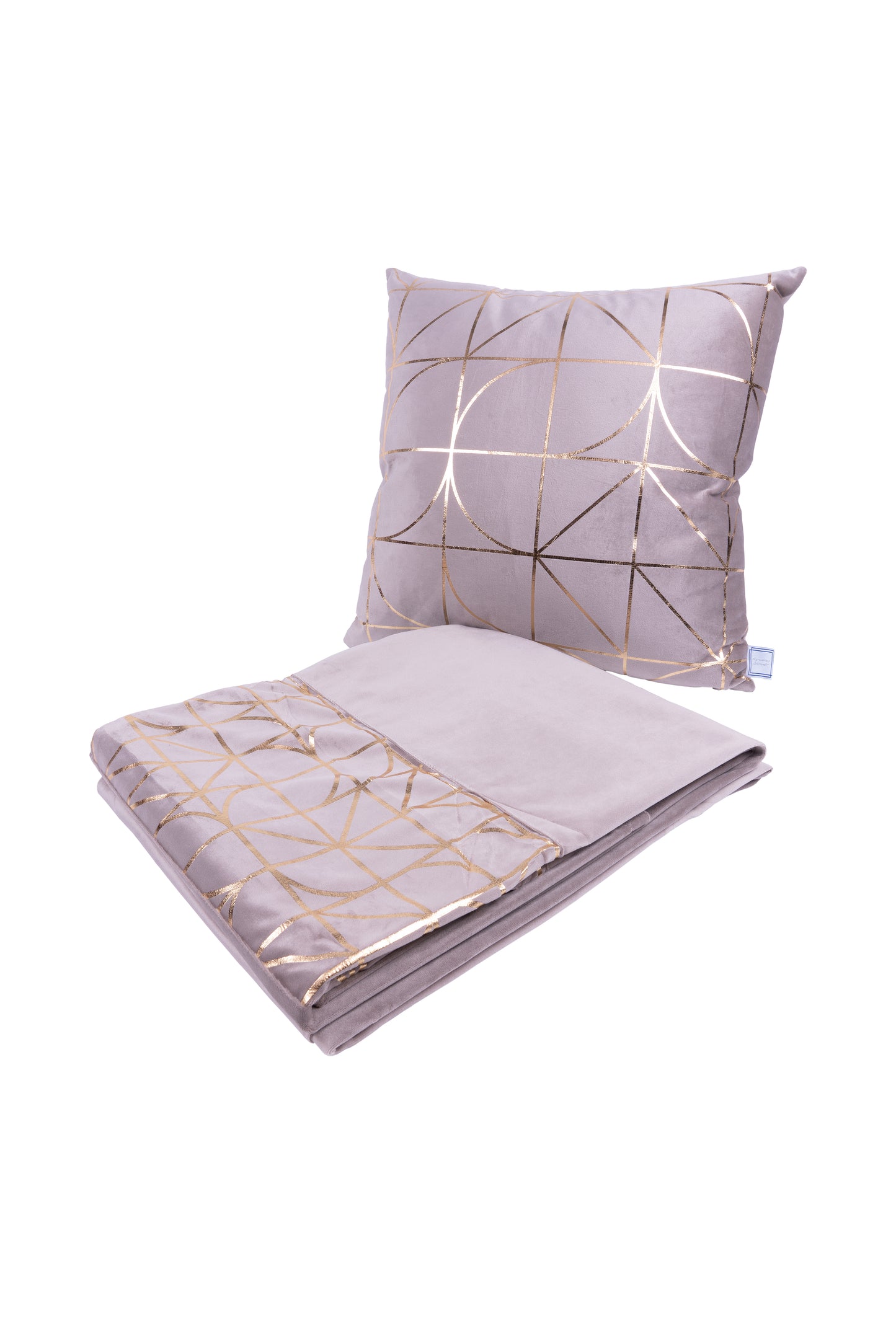 Dekokissen & Decke Prisma 325 2er-Set Taupe / Gold