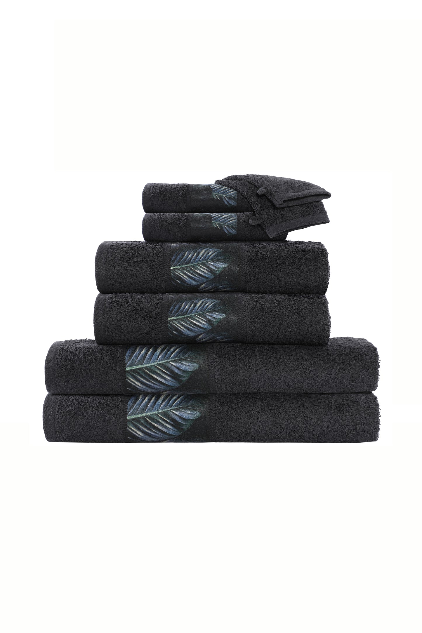 Handtuch Tropical 125 8er-Set Schwarz / Grün