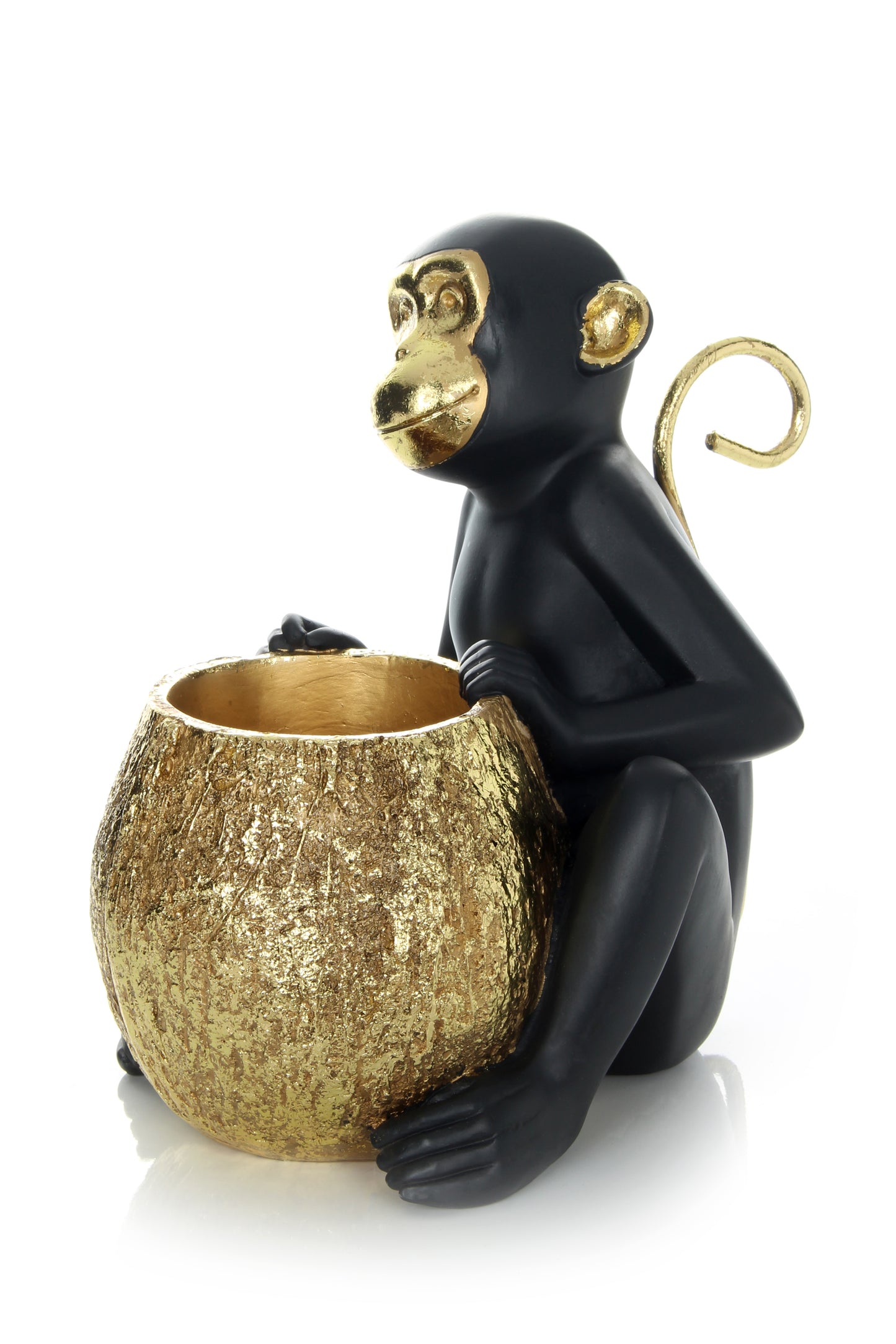 Skulptur Sitting Monkey 110 Gold / Schwarz