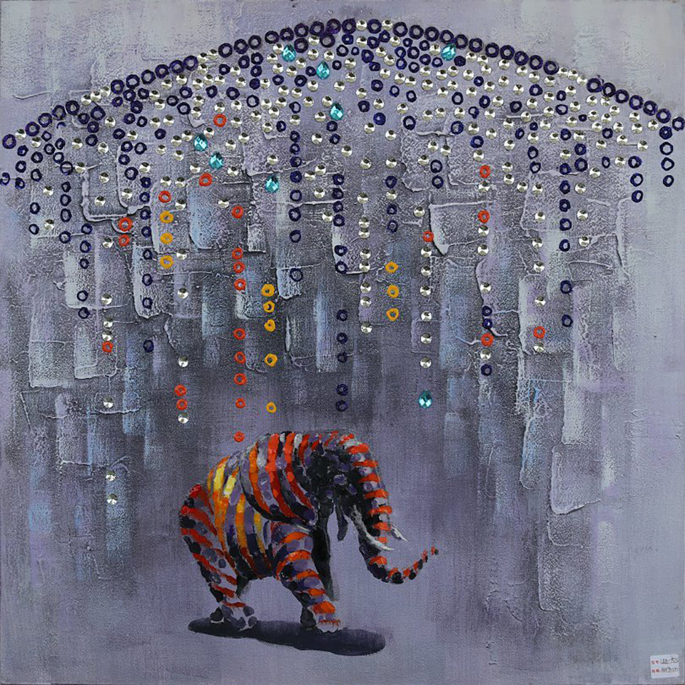 Öl-Wandbild Elefant 80cm x 80cm