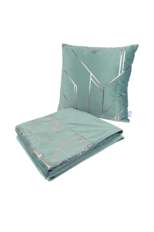 Dekokissen & Decke Prisma 125 2er-Set Mint / Gold