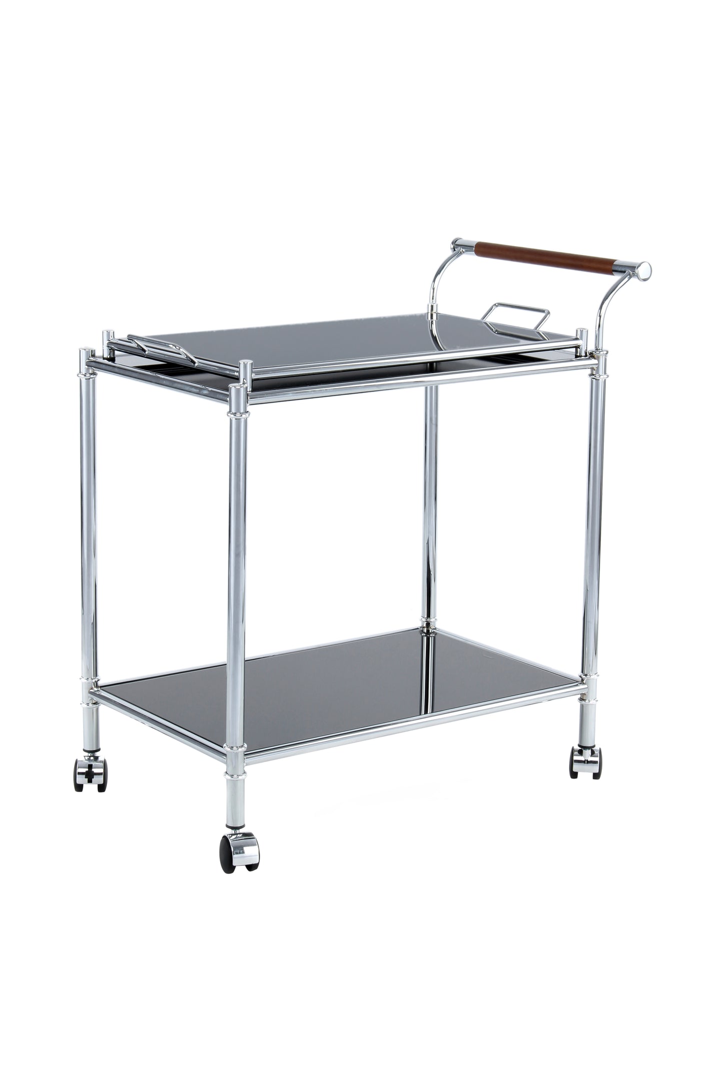 Beistelltisch / Servierwagen James 225 Schwarz / Chrom