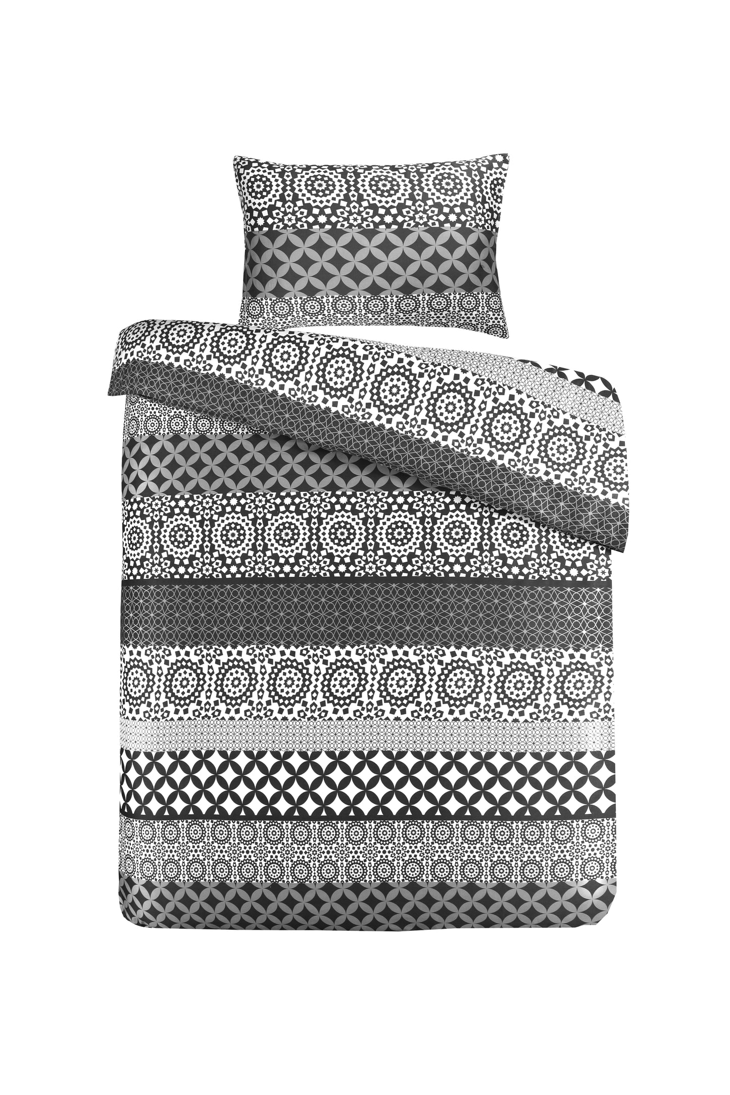 Bettwäsche Stereo 125-FR Schwarz / Weiß 140cm x 200cm / 65cm x 65cm