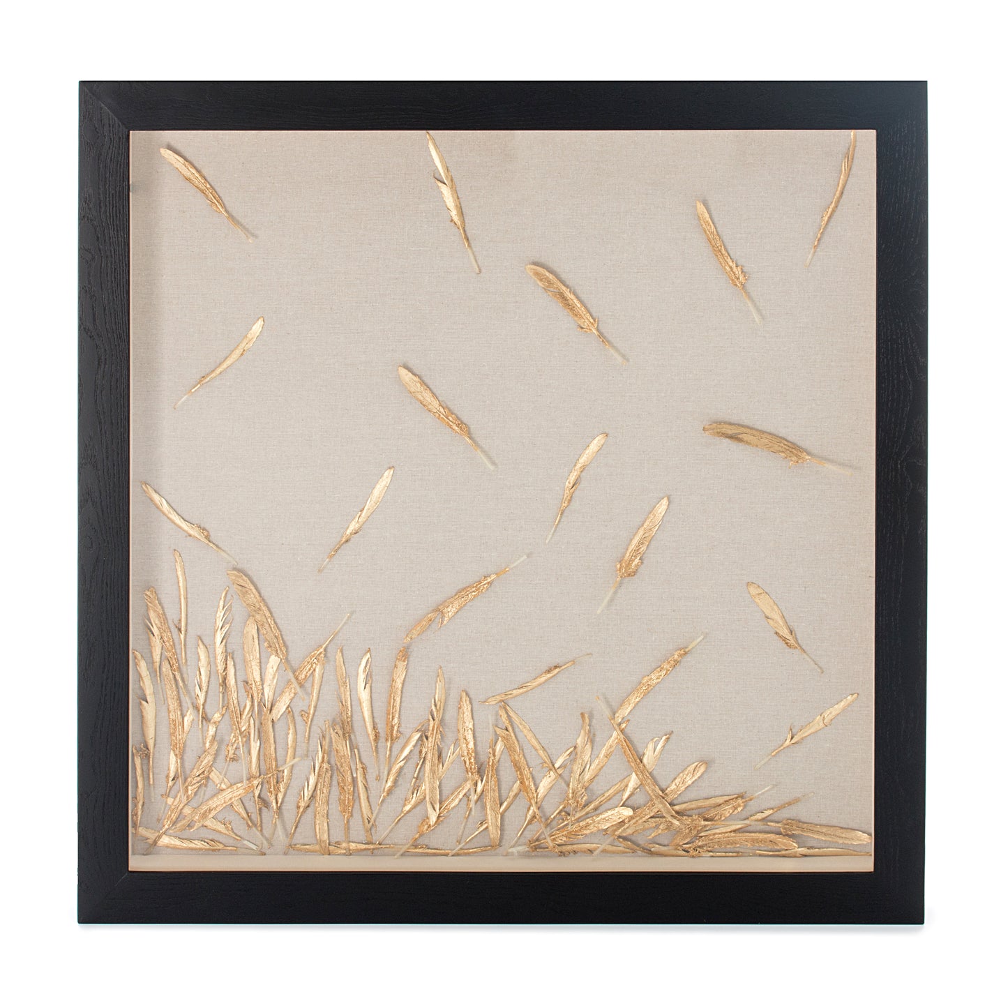 Feder-Wandbild Goldene Federn 80cm x 80cm