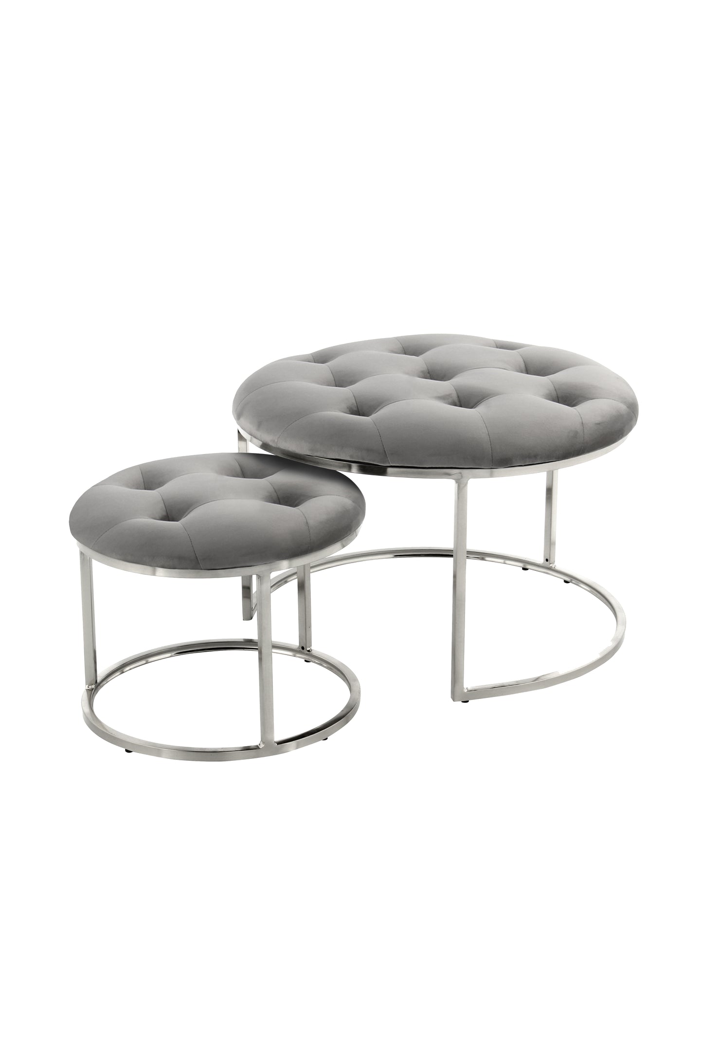Hocker Becky 525 2er-Set Grau / Silber