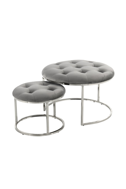 Hocker Becky 525 2er-Set Grau / Silber