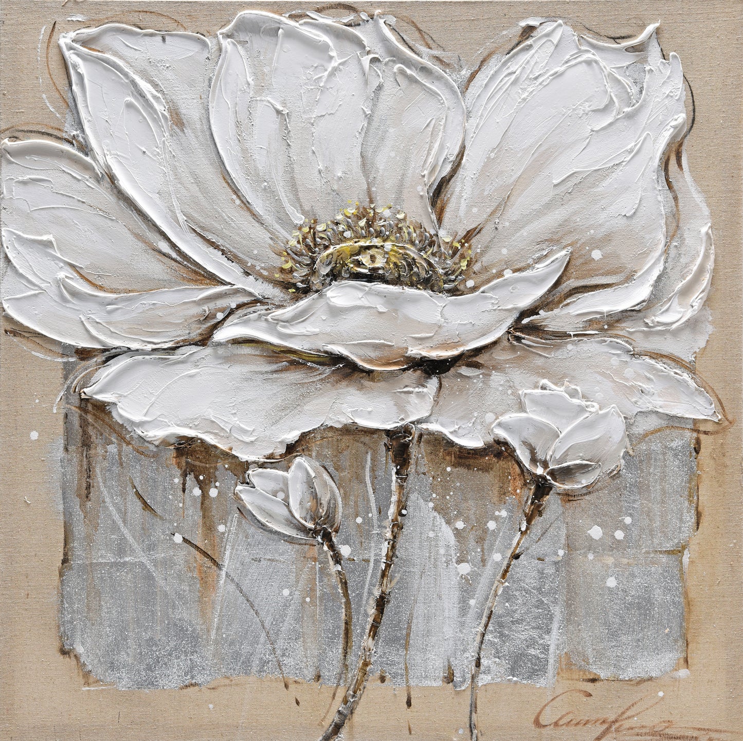 Öl-Wandbild Blüte II 80cm x 80cm