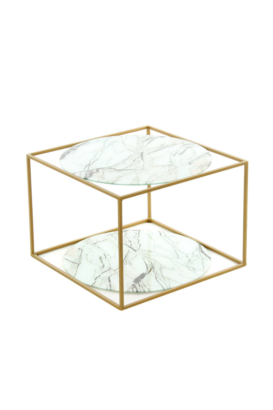 Beistelltisch Cody 110 Weiß - Marmor / Gold