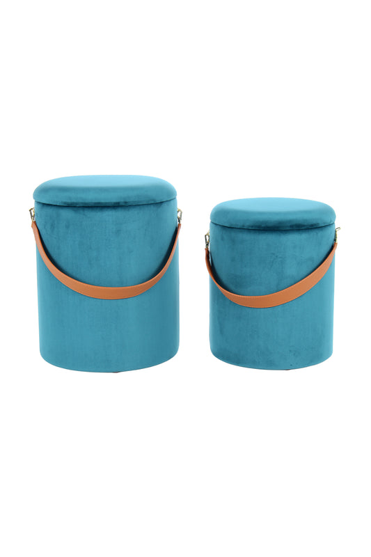 Hocker Arabella 125 2er-Set Petrol / Braun