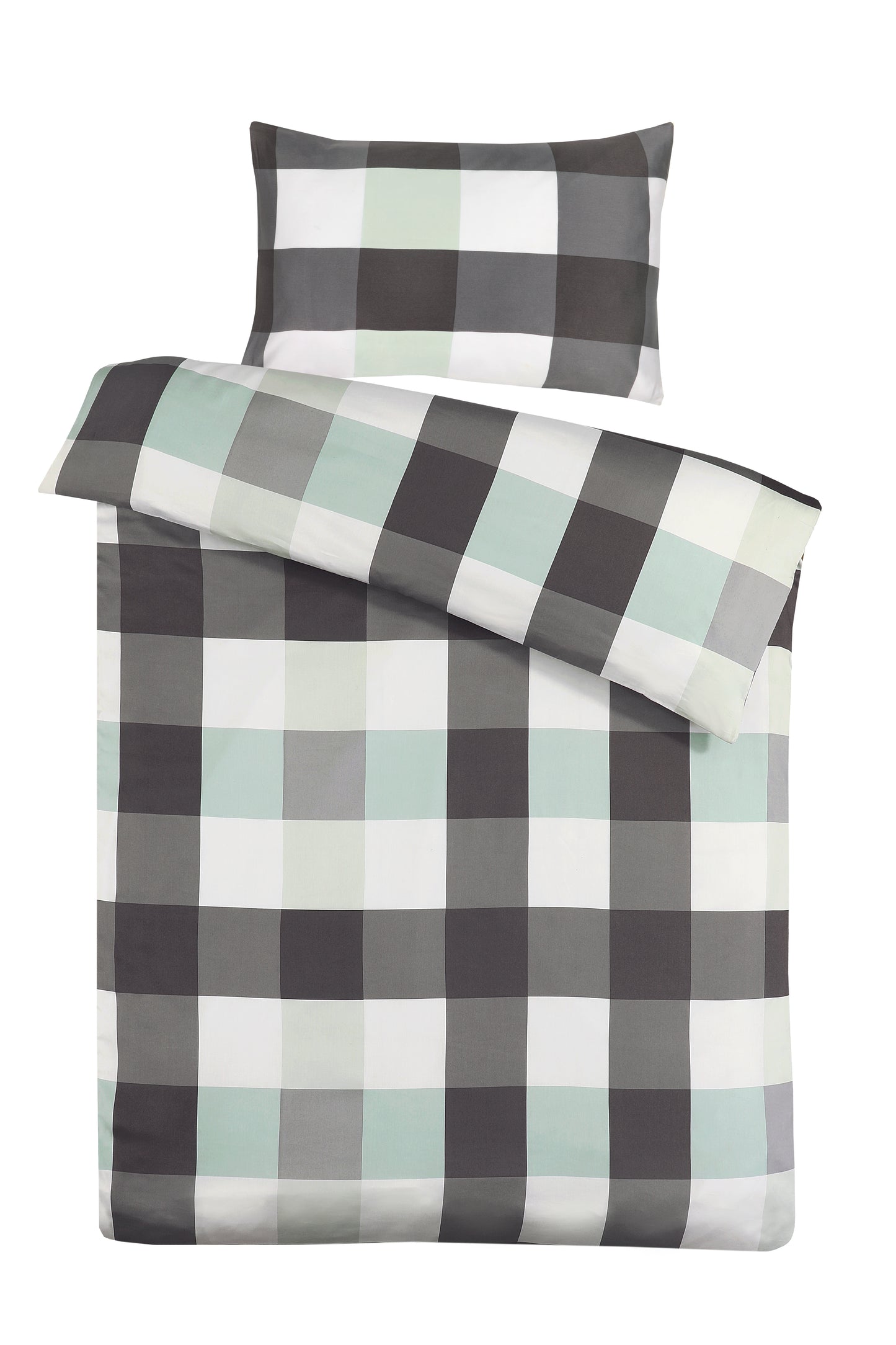 Bettwäsche Nevada 125-FR Anthrazit / Mint 220cm x 240cm / 65cm x 65cm (2 Stk.)
