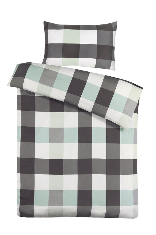 Bettwäsche Nevada 125-FR Anthrazit / Mint 220cm x 240cm / 65cm x 65cm (2 Stk.)
