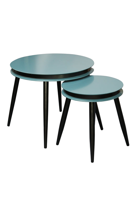 Beistelltisch 2er-Set Suri 110 Petrol / Schwarz
