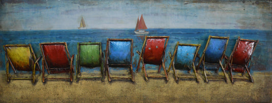 Metall Wandbild Strandliegen 160cm x 60cm