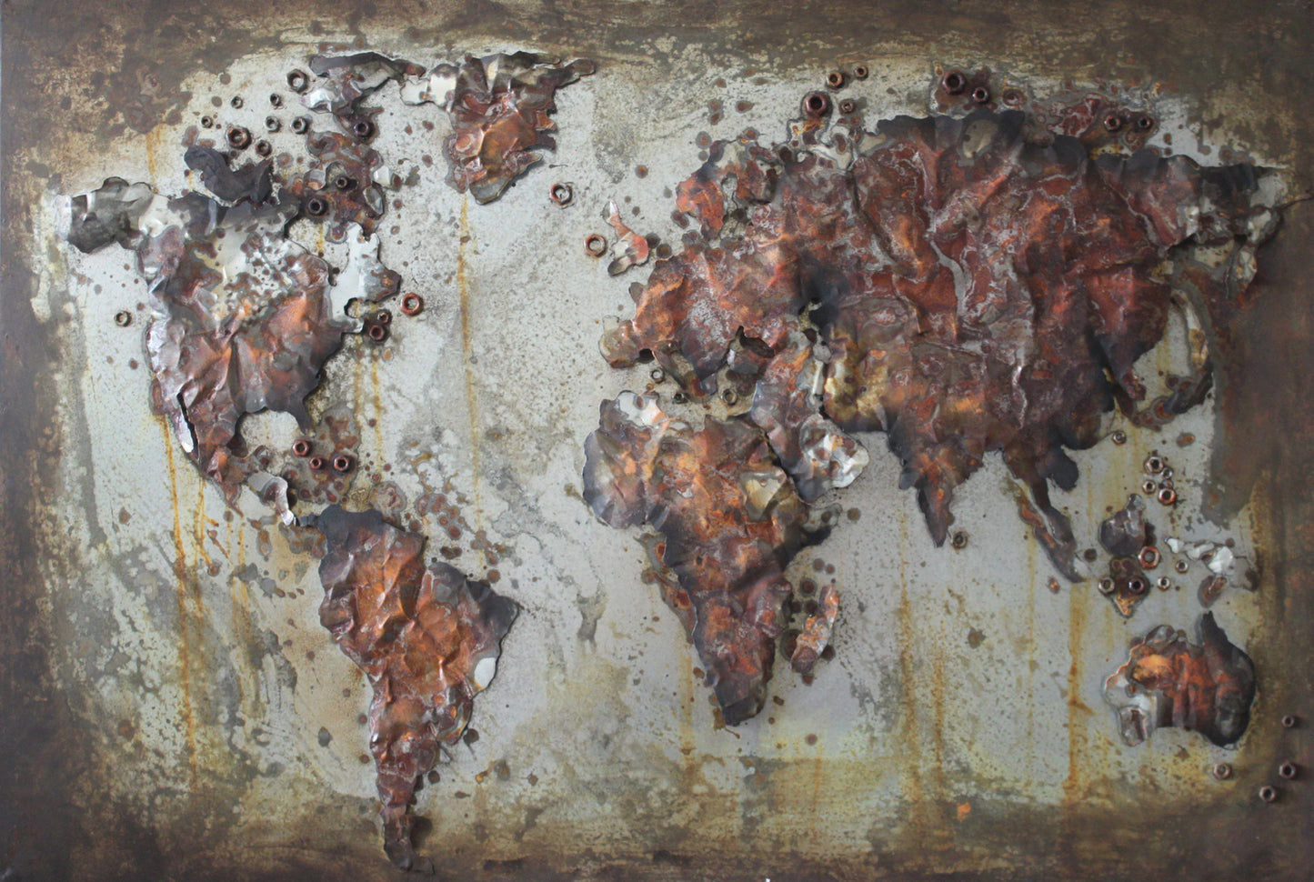Metall Wandbild Weltkarte 120cm x 80cm