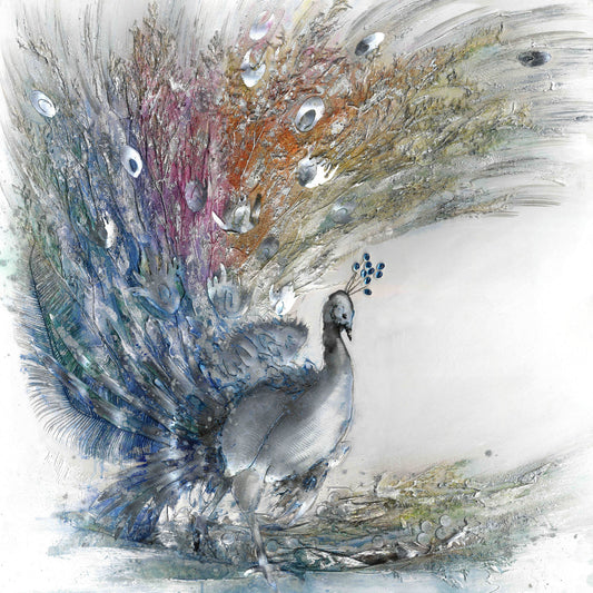 Aluminium Wandbild Pfau III 80cm x 80cm