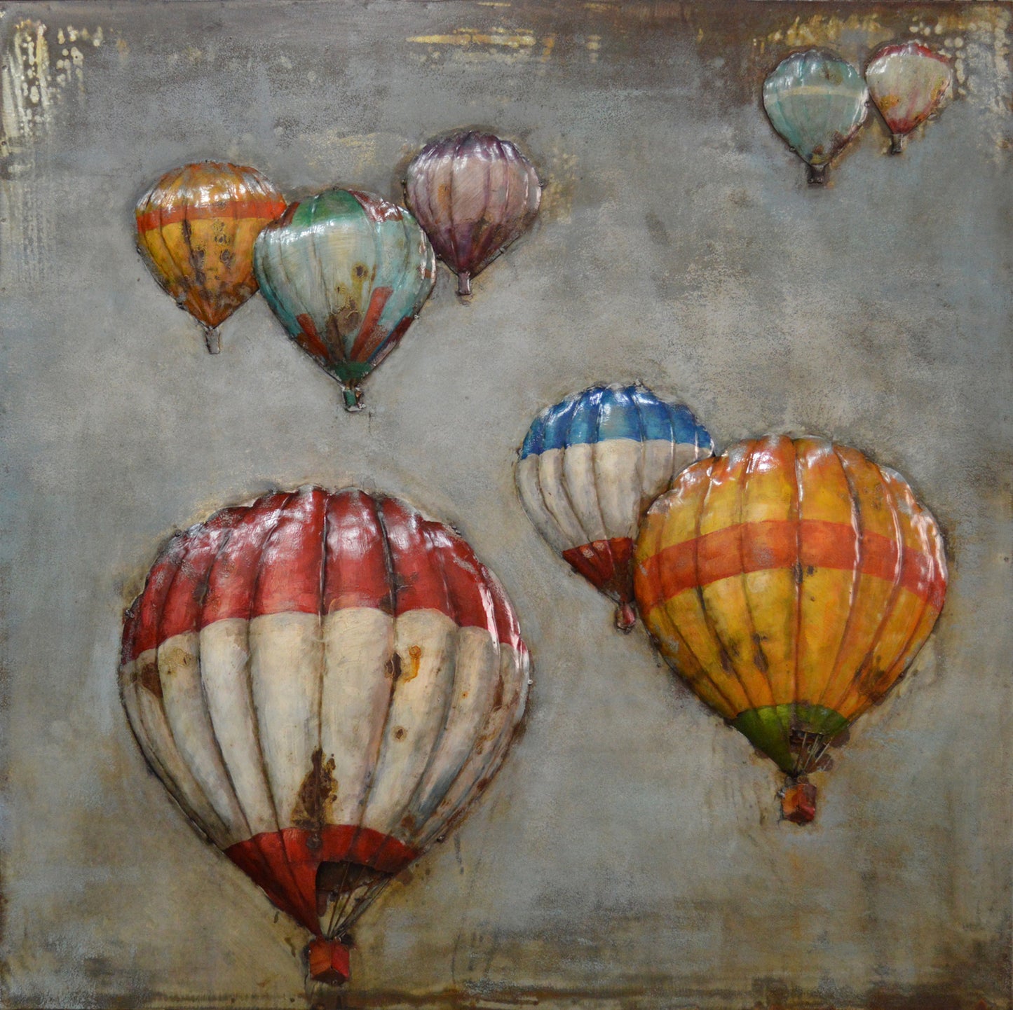 Metall Wandbild Heißluftballons 80cm x 80cm
