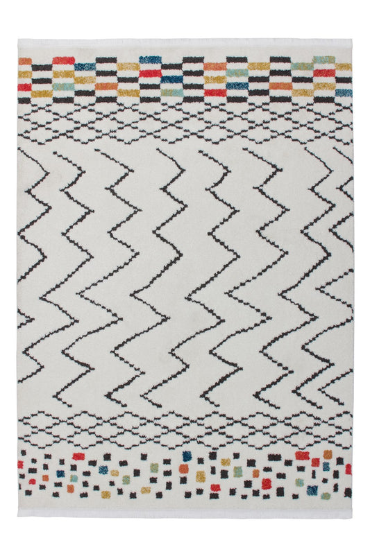 Agadir 410 Weiß / Schwarz / Multi 80cm x 150cm