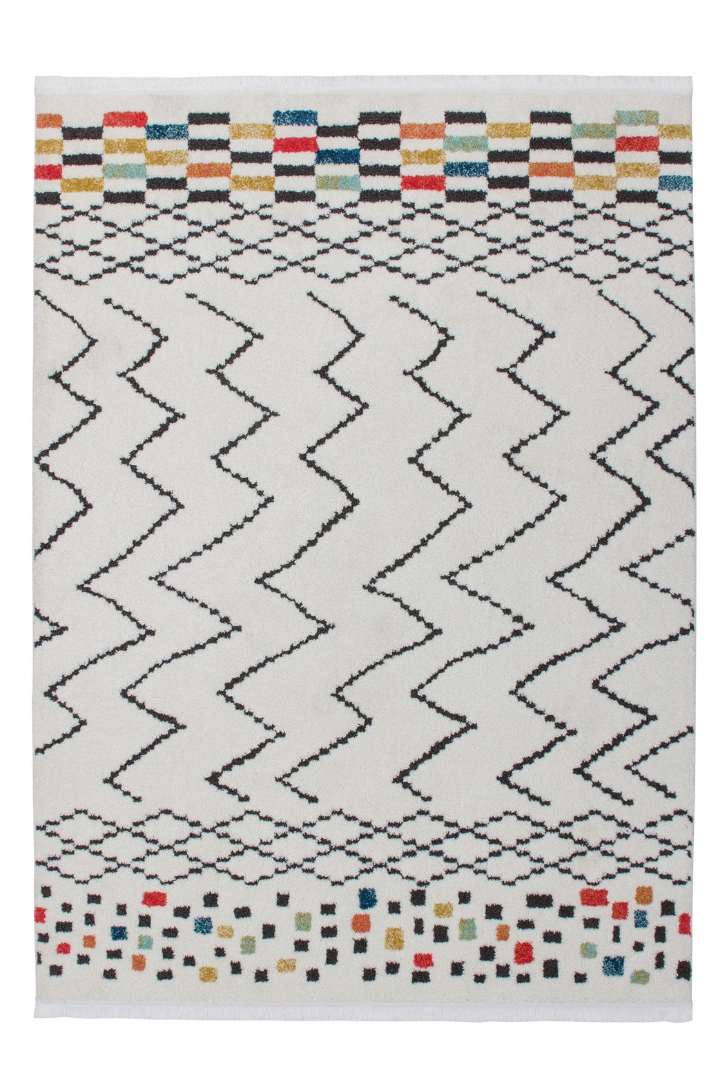 Agadir 410 Weiß / Schwarz / Multi 80cm x 150cm