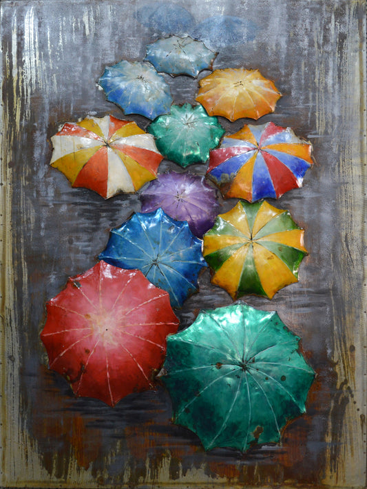 Metall Wandbild Regenschirme 75cm x 100cm