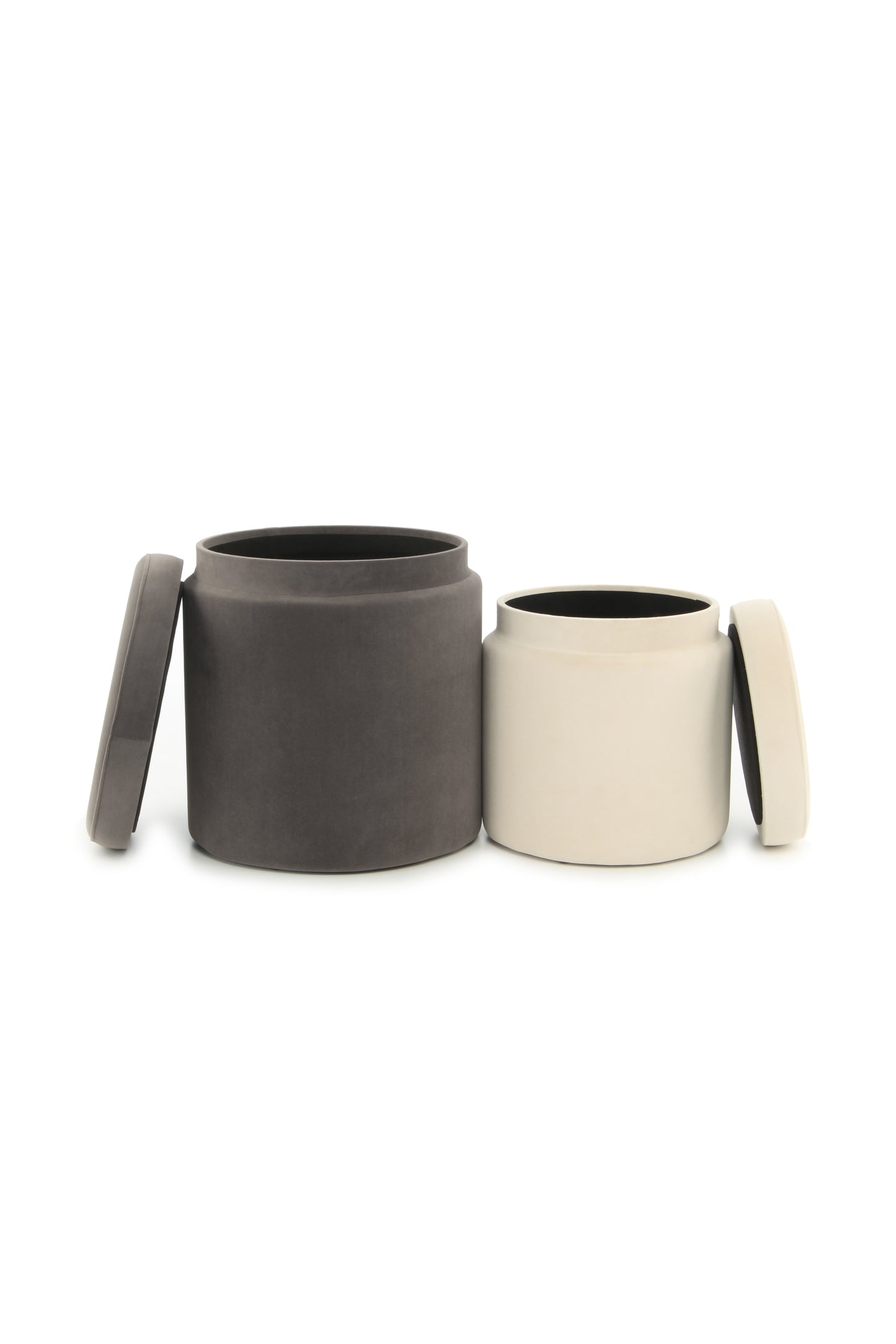 Hocker Zora 225 2er-Set Grau / Elfenbein