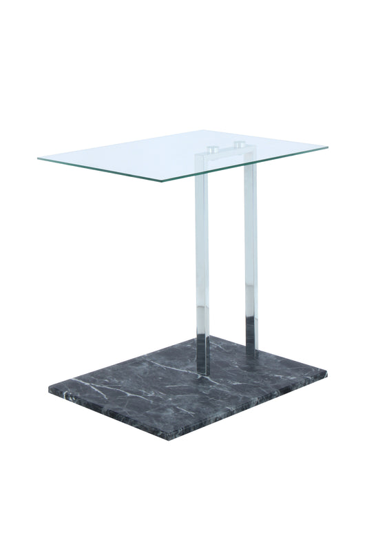 Beistelltisch Julius 225 Transparent / Chrom / Schwarz Marmor
