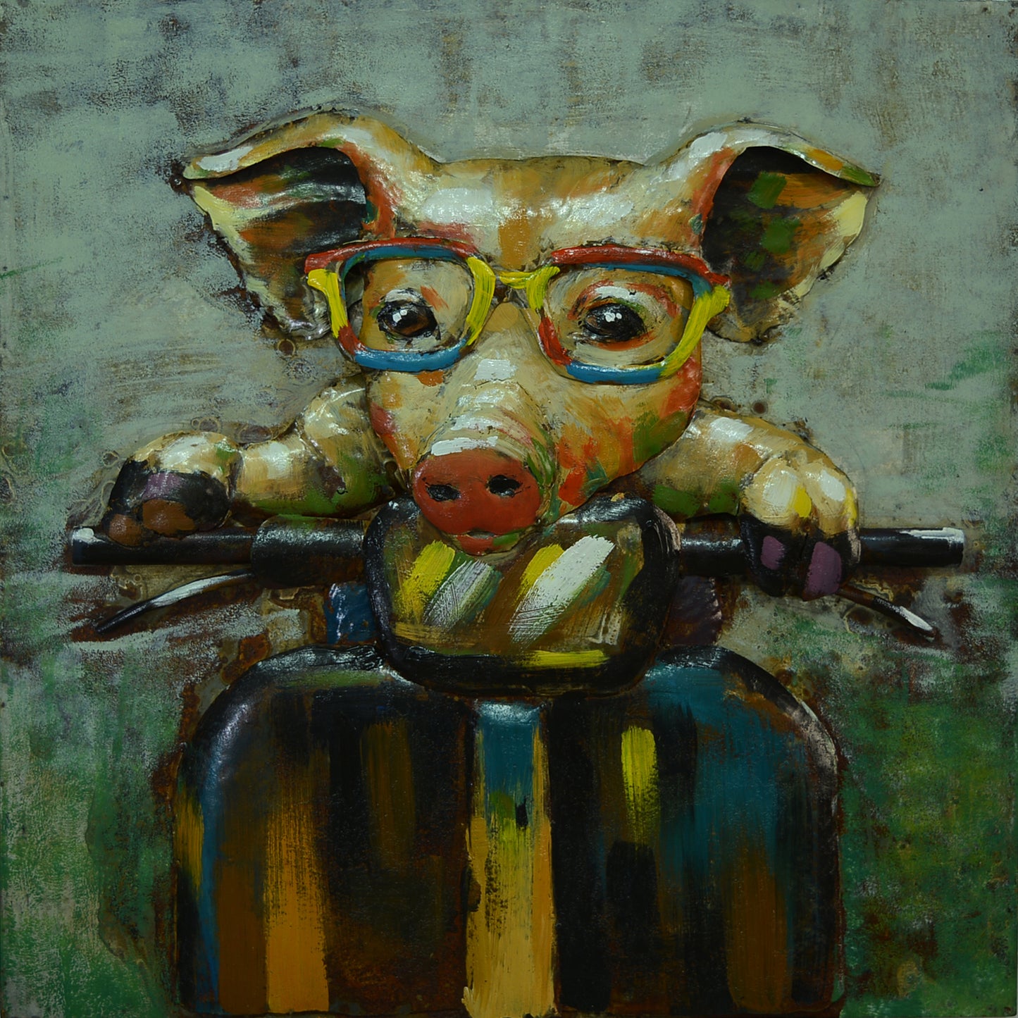 Metall Wandbild Ferkel 80cm x 80cm