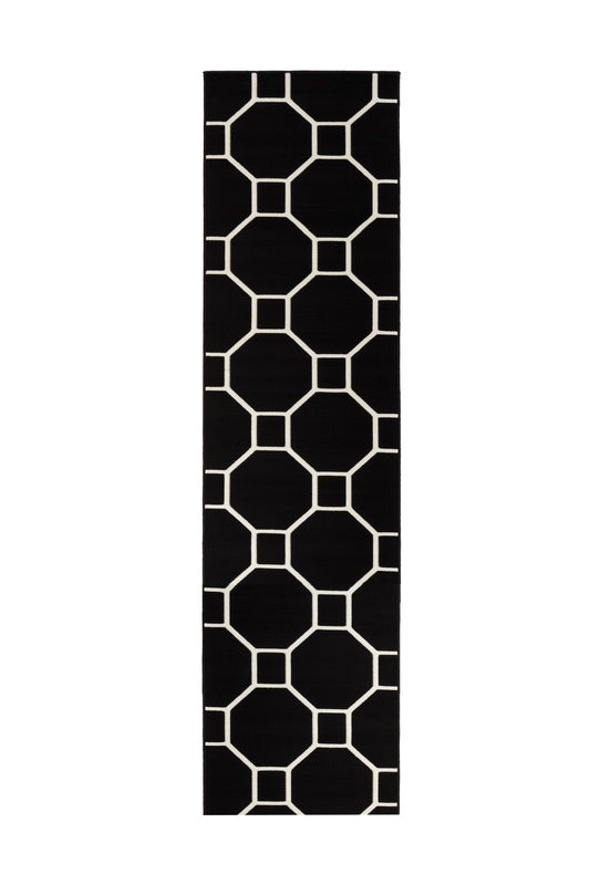 Lina 125 Schwarz / Elfenbein 80cm x 325cm
