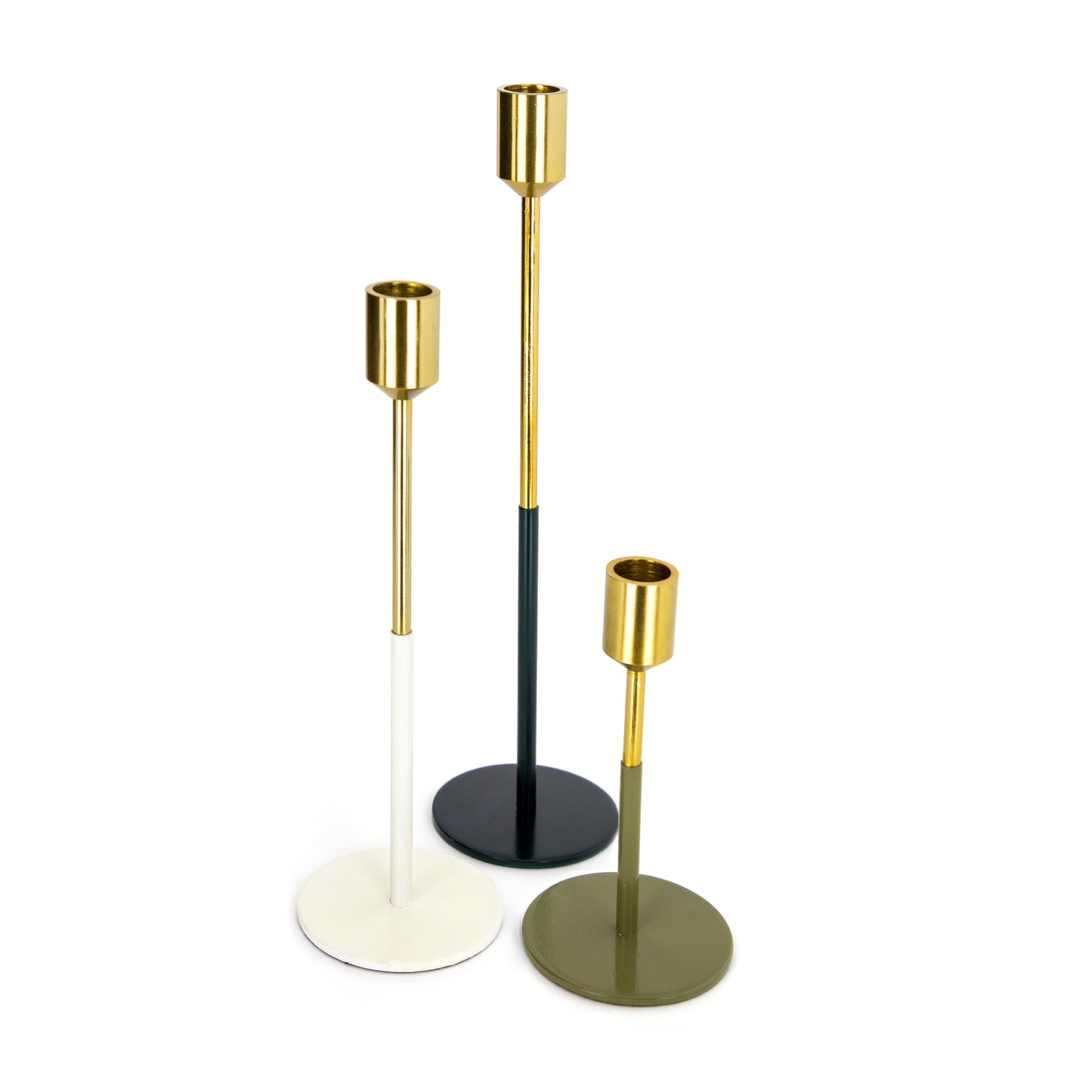 Kerzenhalter 3er Set Saga 170 Gold / Weiß / Grün / Grau