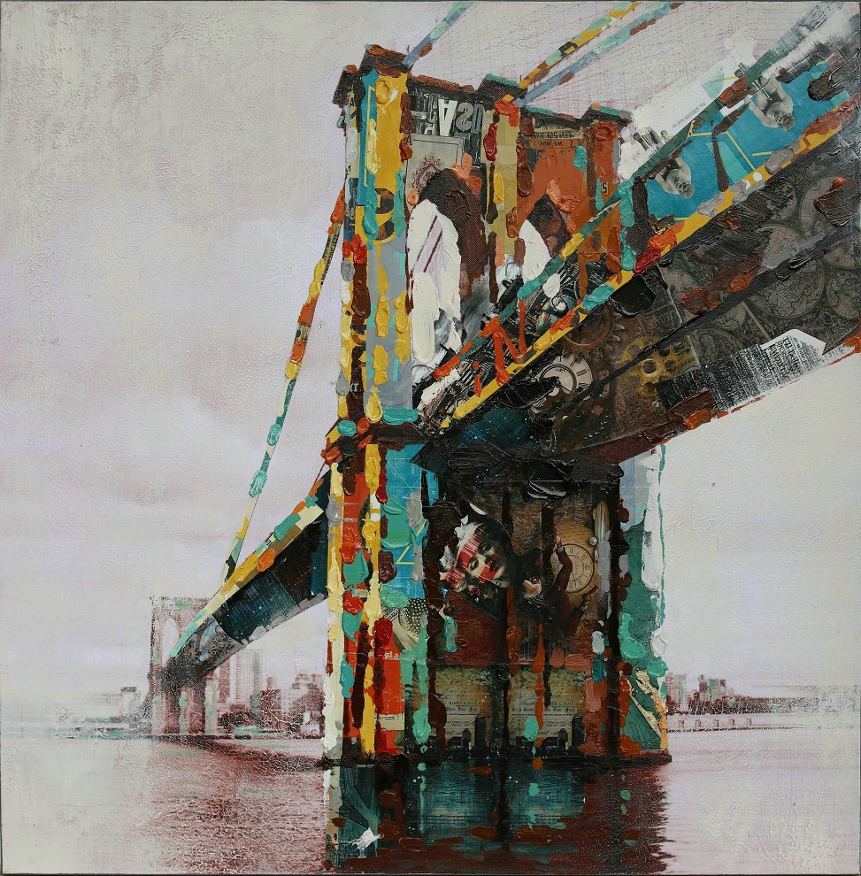 Öl-Wandbild Brücke 90cm x 90cm