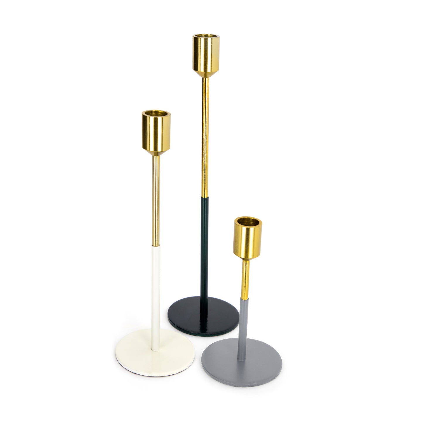 Kerzenhalter 3er Set Saga 130 Gold / Weiß / Schwarz / Grau