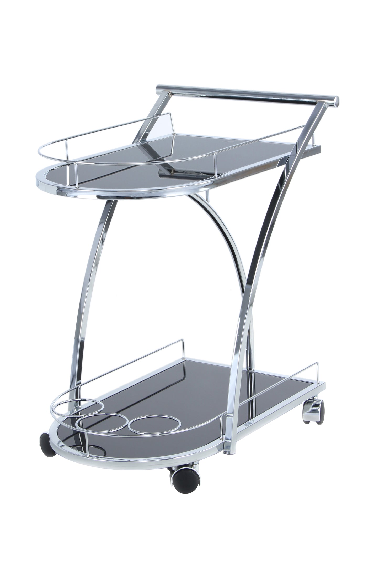 Beistelltisch / Servierwagen James 125 Schwarz / Chrom