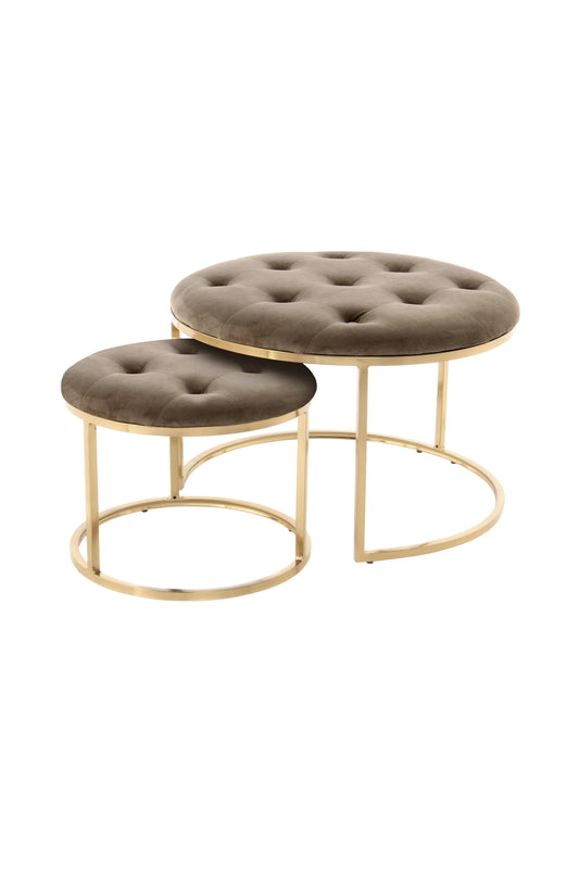 Hocker Becky 525 2er-Set Taupe / Gold